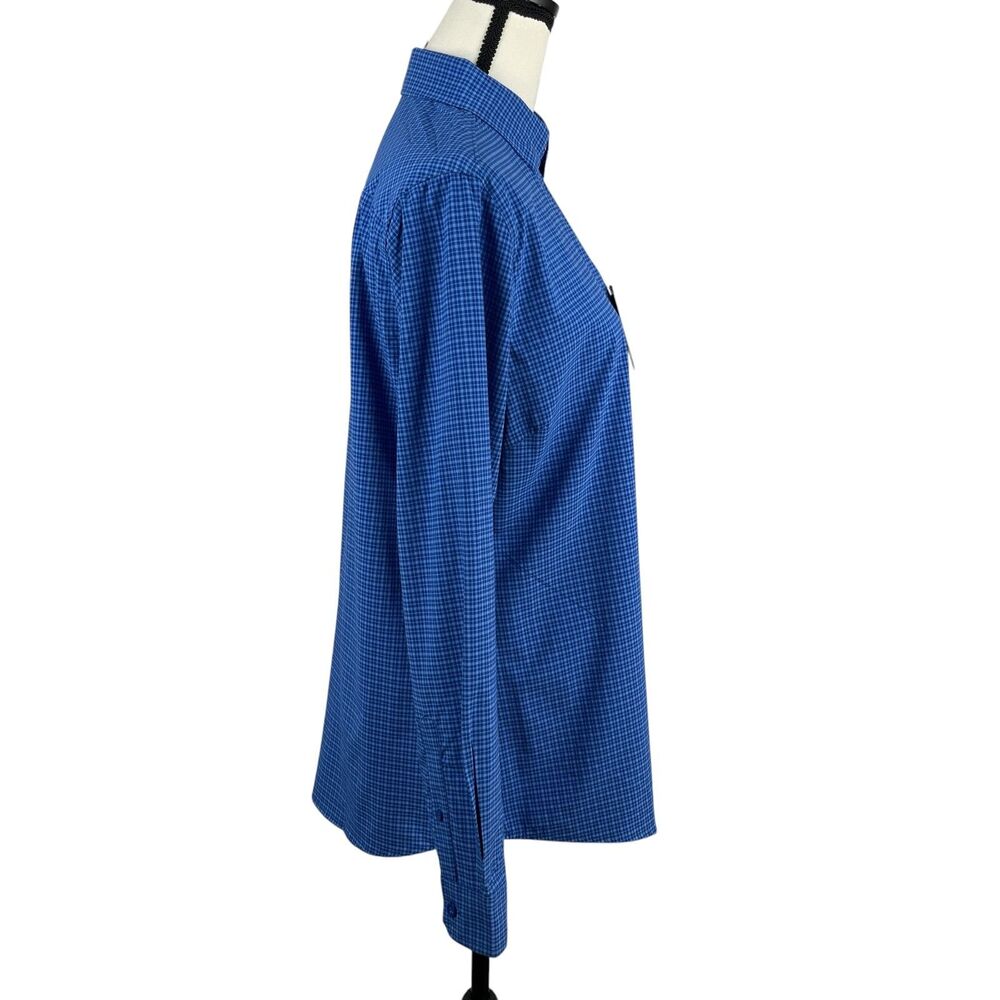 Storm Creek Women's Shirt Large Blue Check 4-Way Stretch Button Down Long Sleeve - Picture 4 of 12